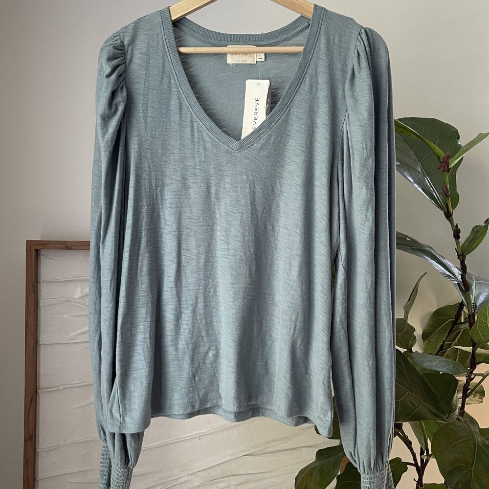 NWT Womens Nation LTD Tabitha Full Sleeve V-Neck Top Size Small Open Air Large L